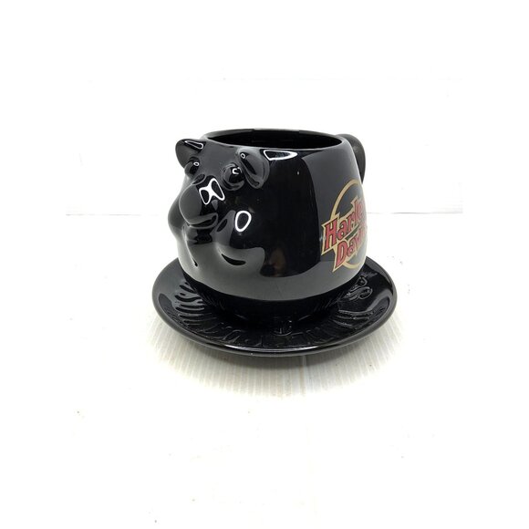 Harley-Davidson Core Porcelain Sculpted Hog Coffee Mug W/Saucer - Picture 2 of 6